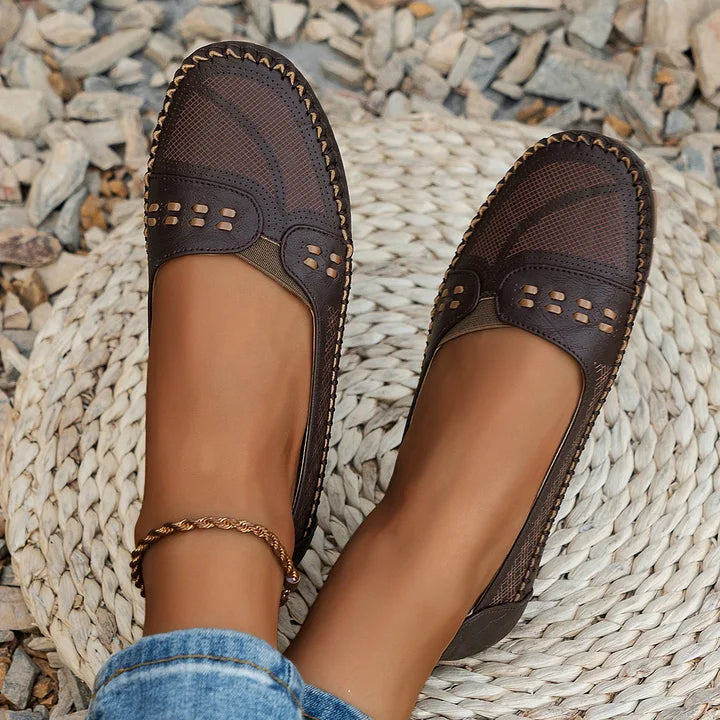 Aria | Women's Perforated Loafer Cream Slip On Comfort