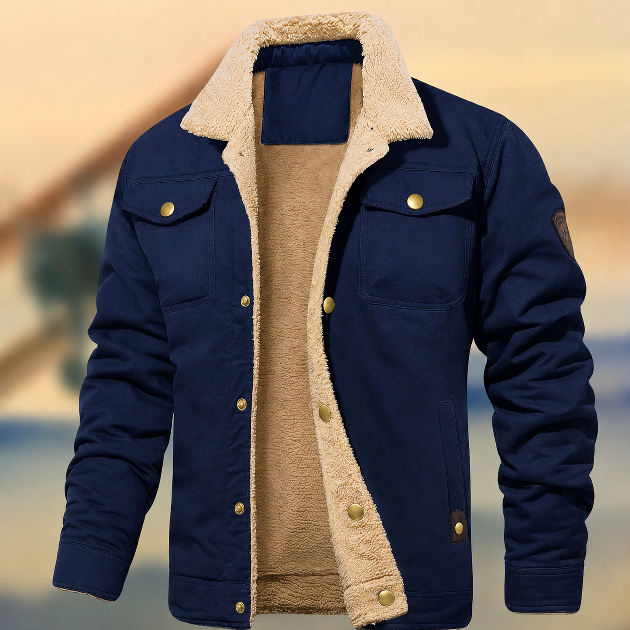 Dama Washington Shepherd men's sherpa collar button-down jacket - view 3
