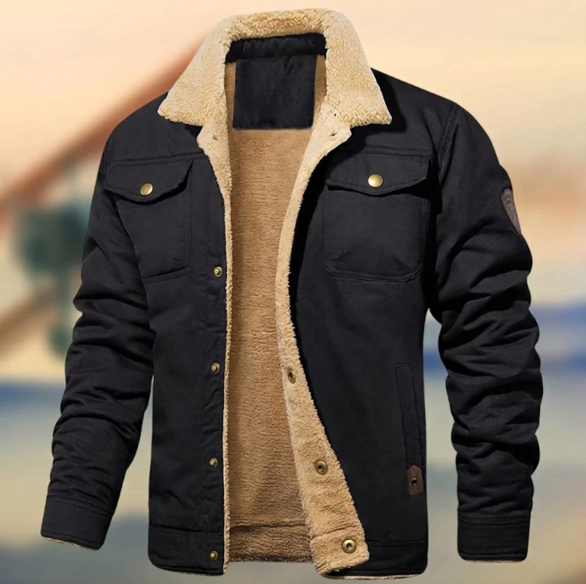 Dama Washington Shepherd men's sherpa collar button-down jacket - view 2