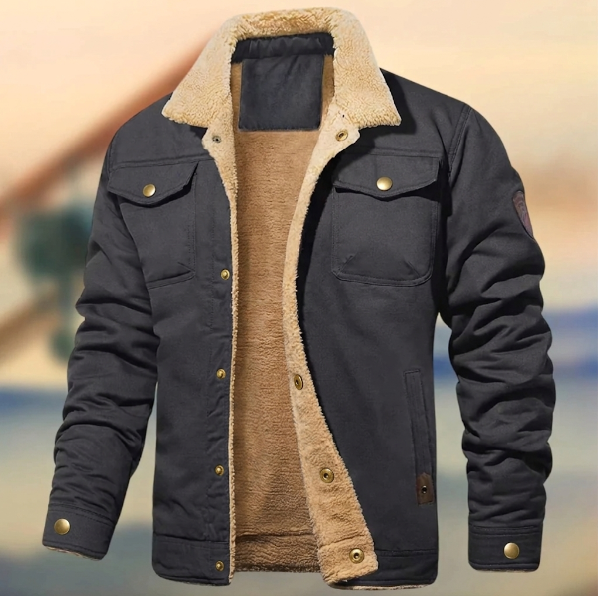 Dama Washington Shepherd men's sherpa collar button-down jacket - view 4