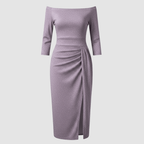 Dama Washington Neve women's off shoulder midi dress beige ruched - view 7
