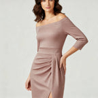Dama Washington Neve women's off shoulder midi dress beige ruched - view 8