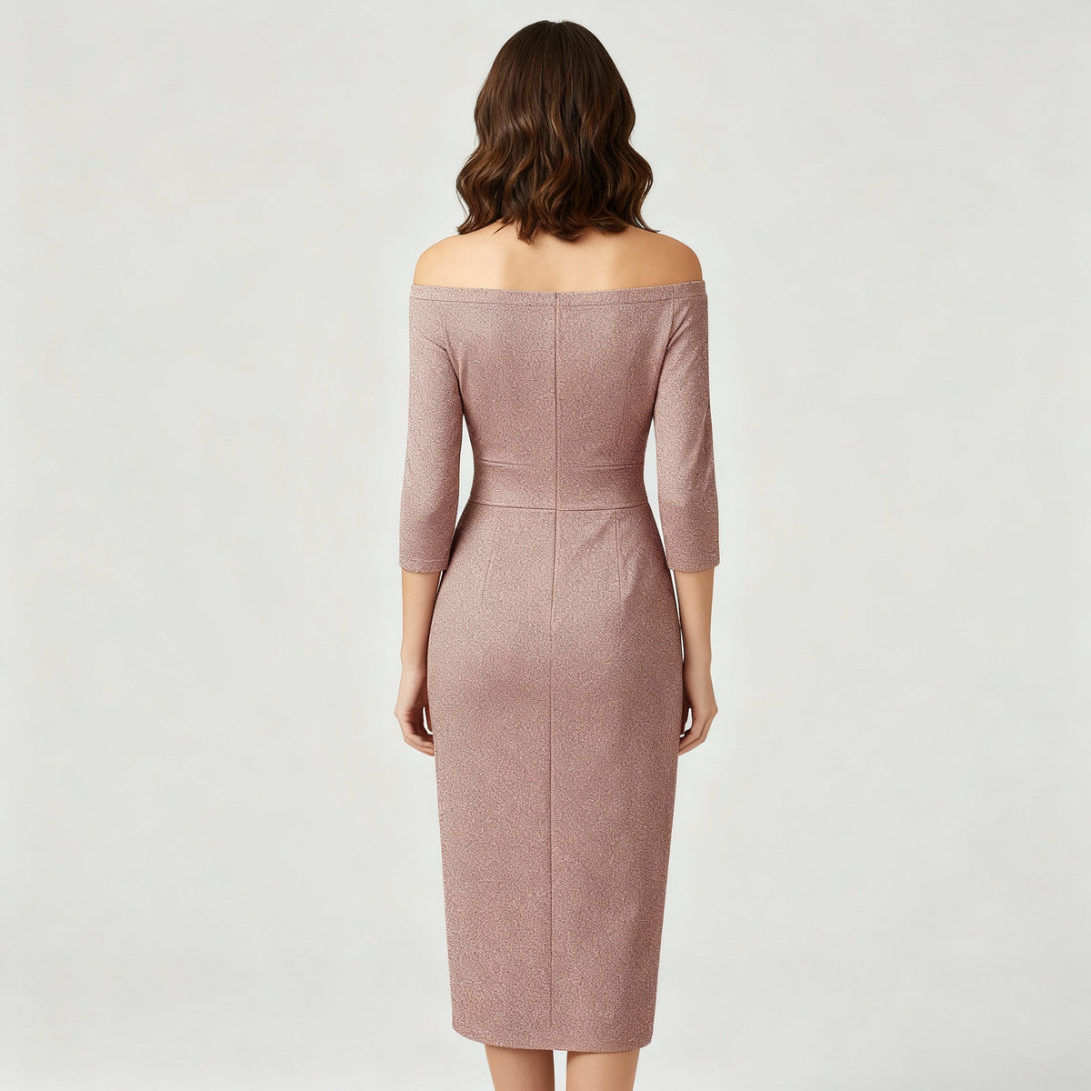 Dama Washington Neve women's off shoulder midi dress beige ruched - view 11