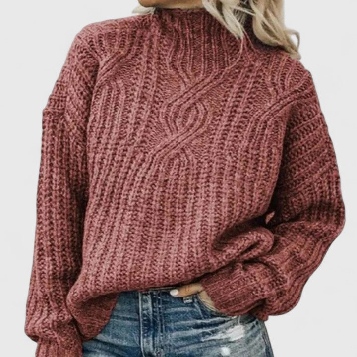 Margot | Women's Cable Knit Sweater Sage Green Crew Neck