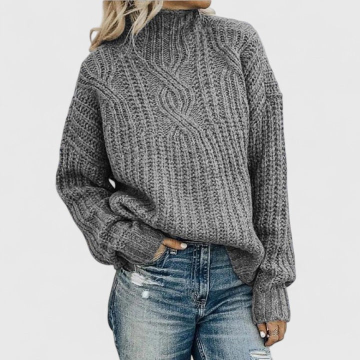Margot | Women's Cable Knit Sweater Sage Green Crew Neck