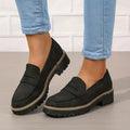 Dama Washington Romy women's black loafer platform sole chunky tread - front view