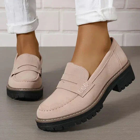 Romy | Women's Black Loafer Platform Sole Chunky Tread