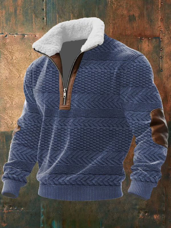 Cole | Men's Sherpa Fleece Quarter Zip Sweater Gray White