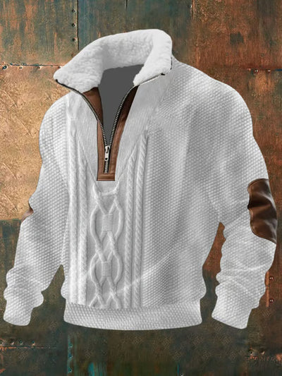 Cole | Men's Sherpa Fleece Quarter Zip Sweater Gray White