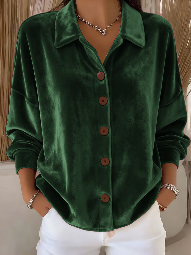 Opal | Women's Velvet Button Down Shirt Cream