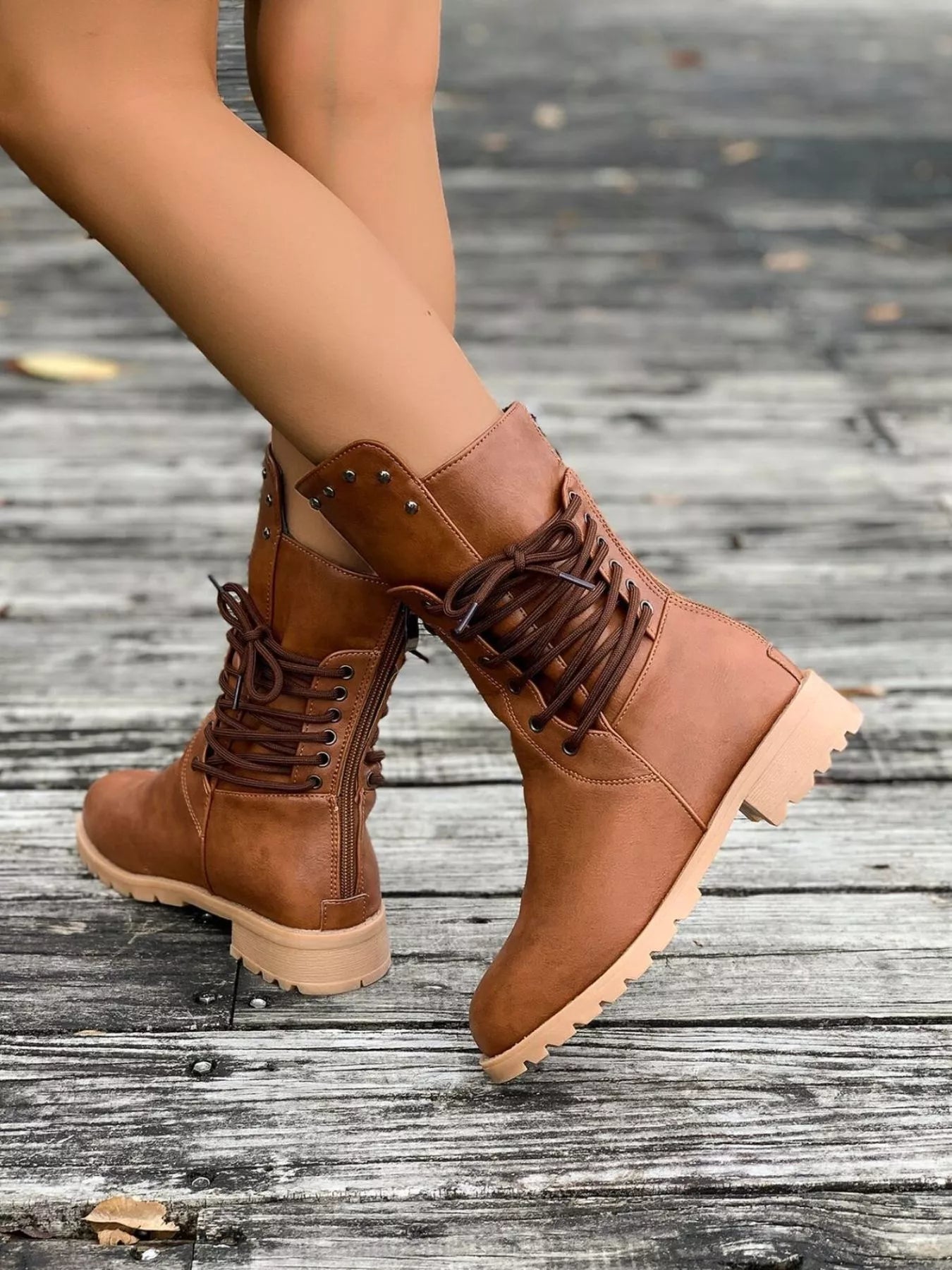 Dama Washington Saskia women's lace-up mid-calf boots - front view