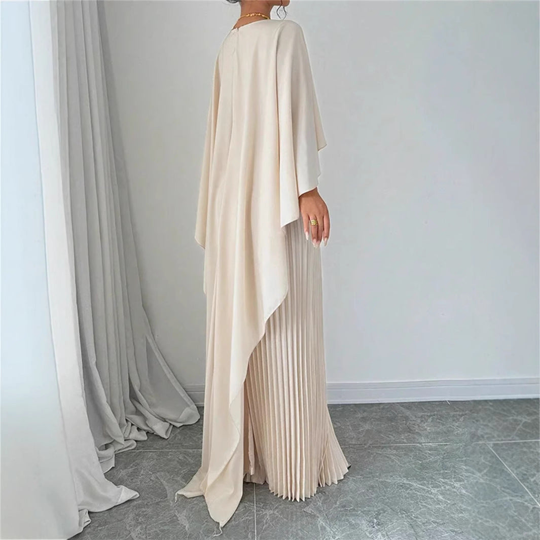 Opal | Women's Pleated Maxi Dress Cream Cape Sleeve