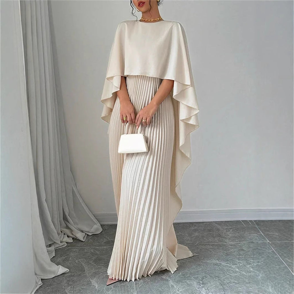 Dama Washington Opal women's pleated maxi dress cream cape sleeve - view 5