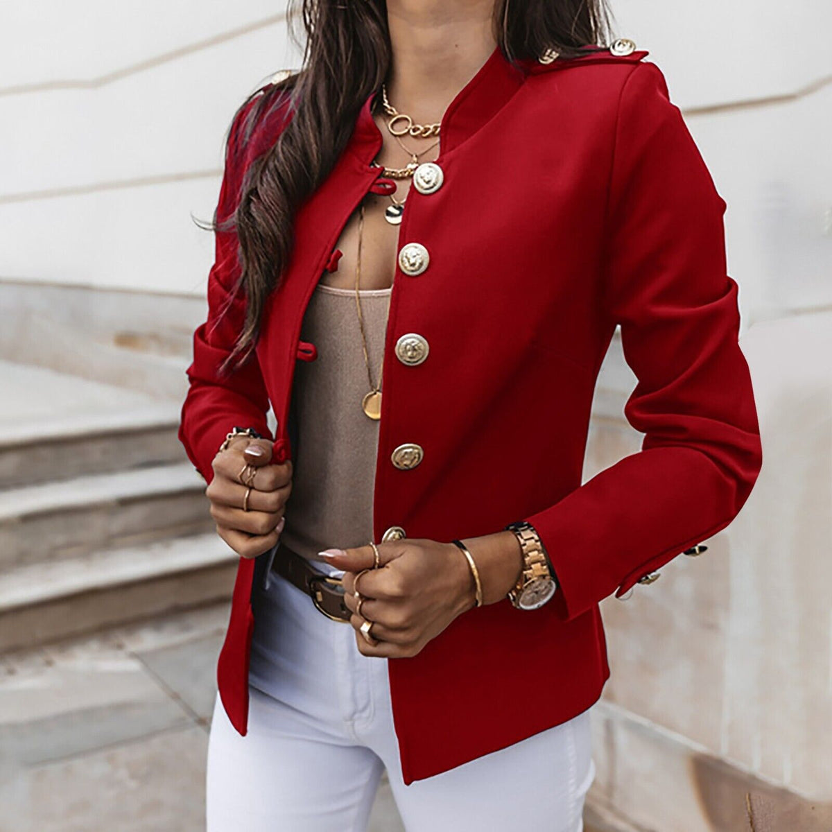 Dama Washington Lysandra women's button front fitted military jacket - view 5