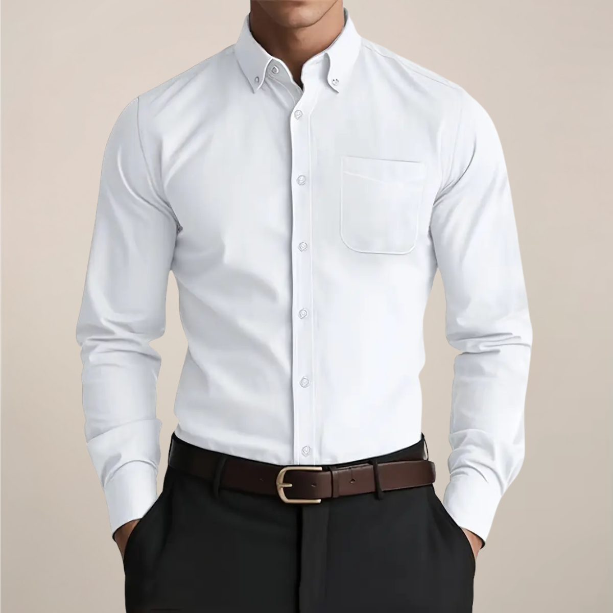 Orson | Men's Oxford Button Down Dress Shirt White Long Sleeve