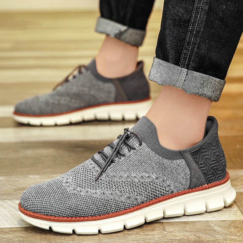 Marco | Men's Knit Lace Up Sneakers Cream Casual Oxford