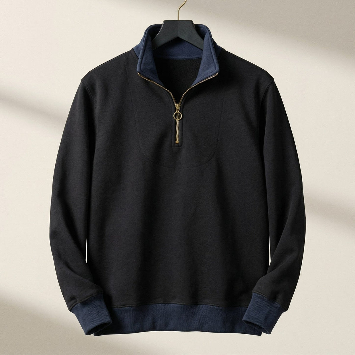 Dama Washington Marco men's quarter zip sweater brown charcoal colorblock - view 3