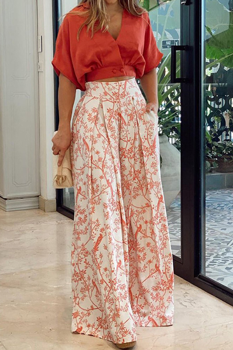 Fleur | Women's Pleated Maxi Skirt Floral Cream Orange