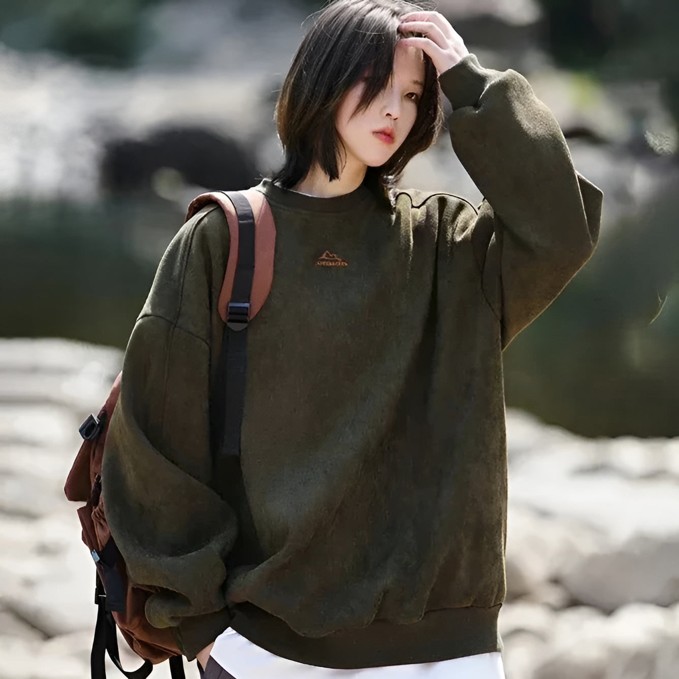 Milo | Men's Oversized Crew Neck Sweater Olive