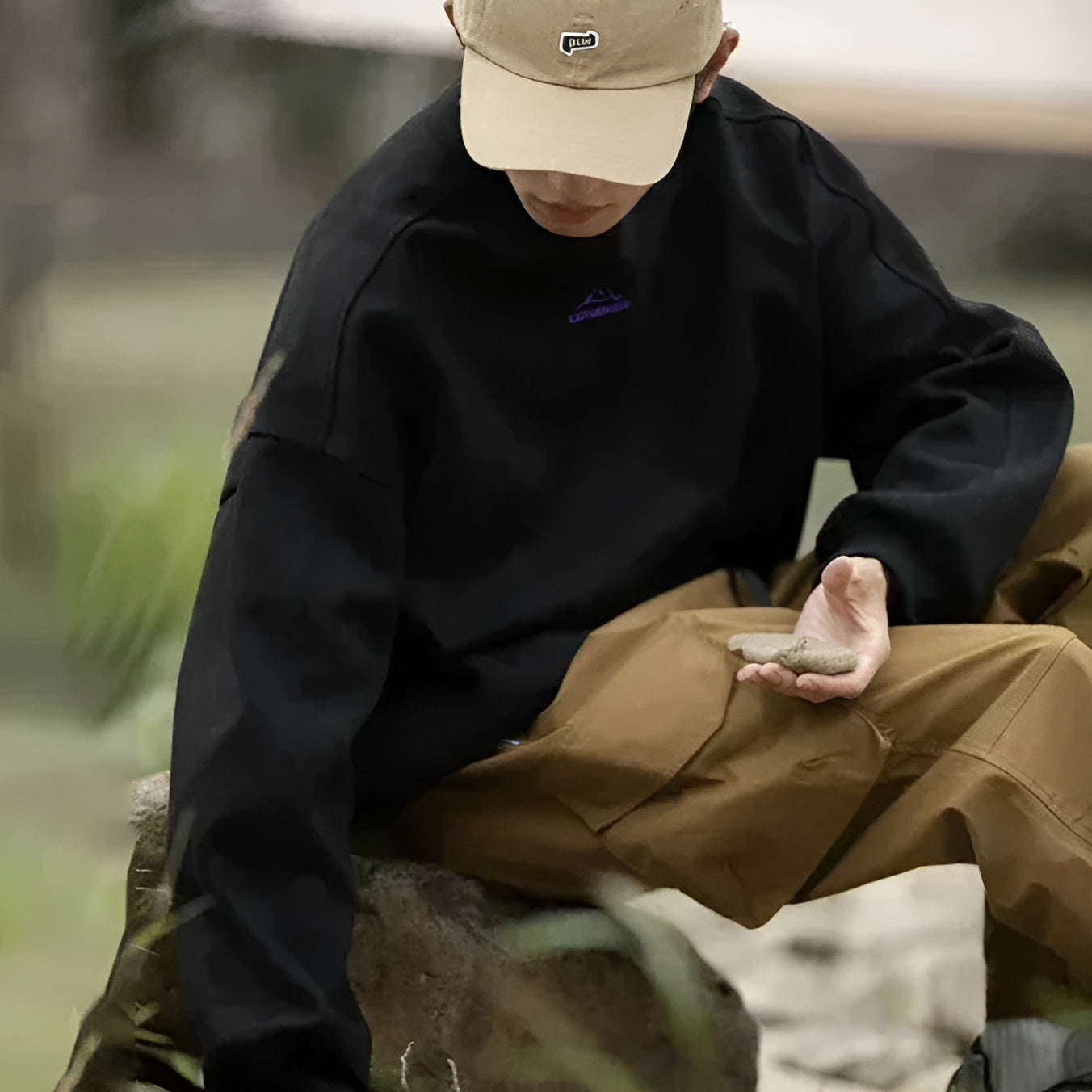 Milo | Men's Oversized Crew Neck Sweater Olive