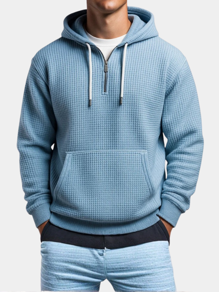 Luca | Men's Zip Up Hoodie Light Blue Thermal