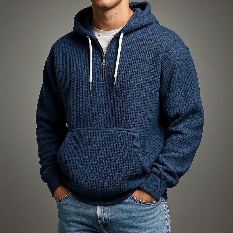 Luca | Men's Zip Up Hoodie Light Blue Thermal