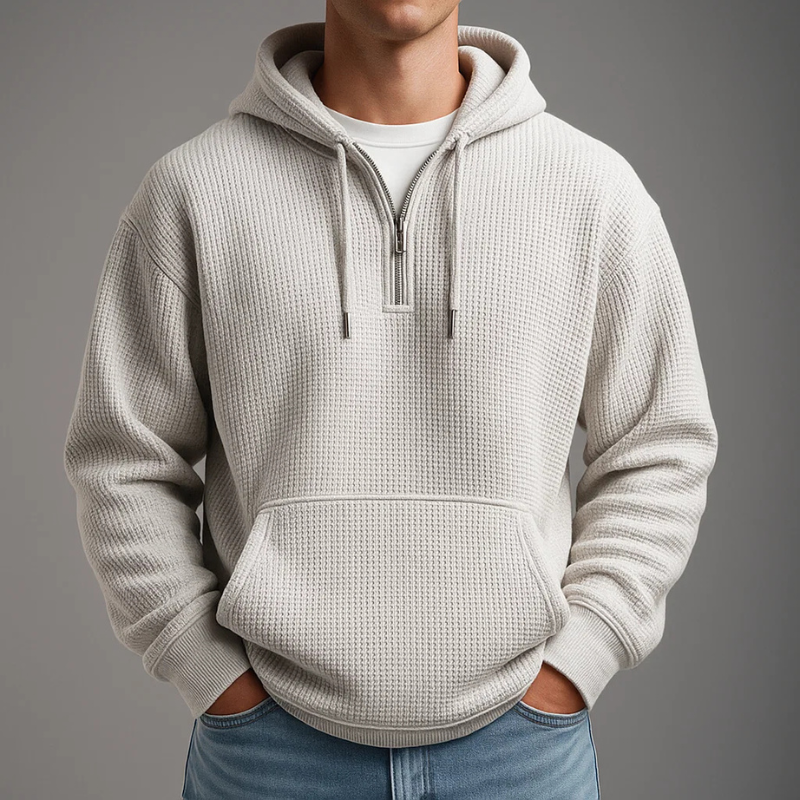 Luca | Men's Zip Up Hoodie Light Blue Thermal