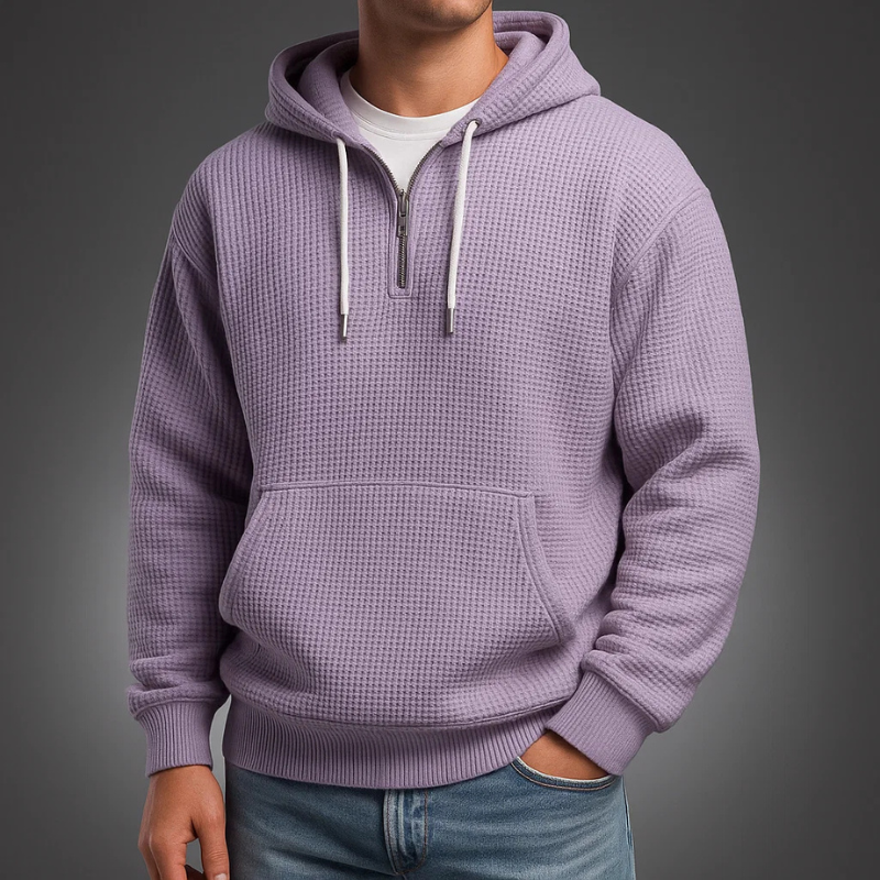 Luca | Men's Zip Up Hoodie Light Blue Thermal