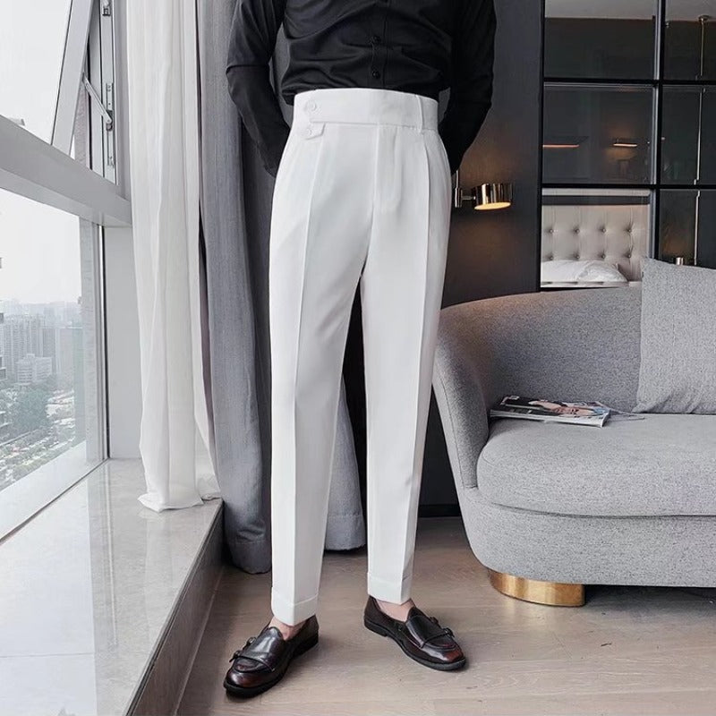 Otto | Men's Tailored Dress Pants Black Pleated Cuff