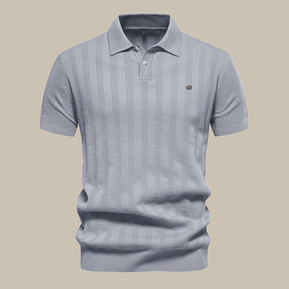 Jax | Men's Ribbed Knit Polo Shirt Black