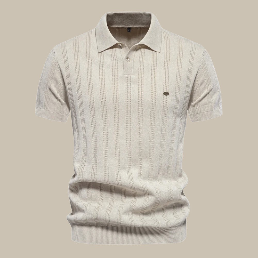 Jax | Men's Ribbed Knit Polo Shirt Black