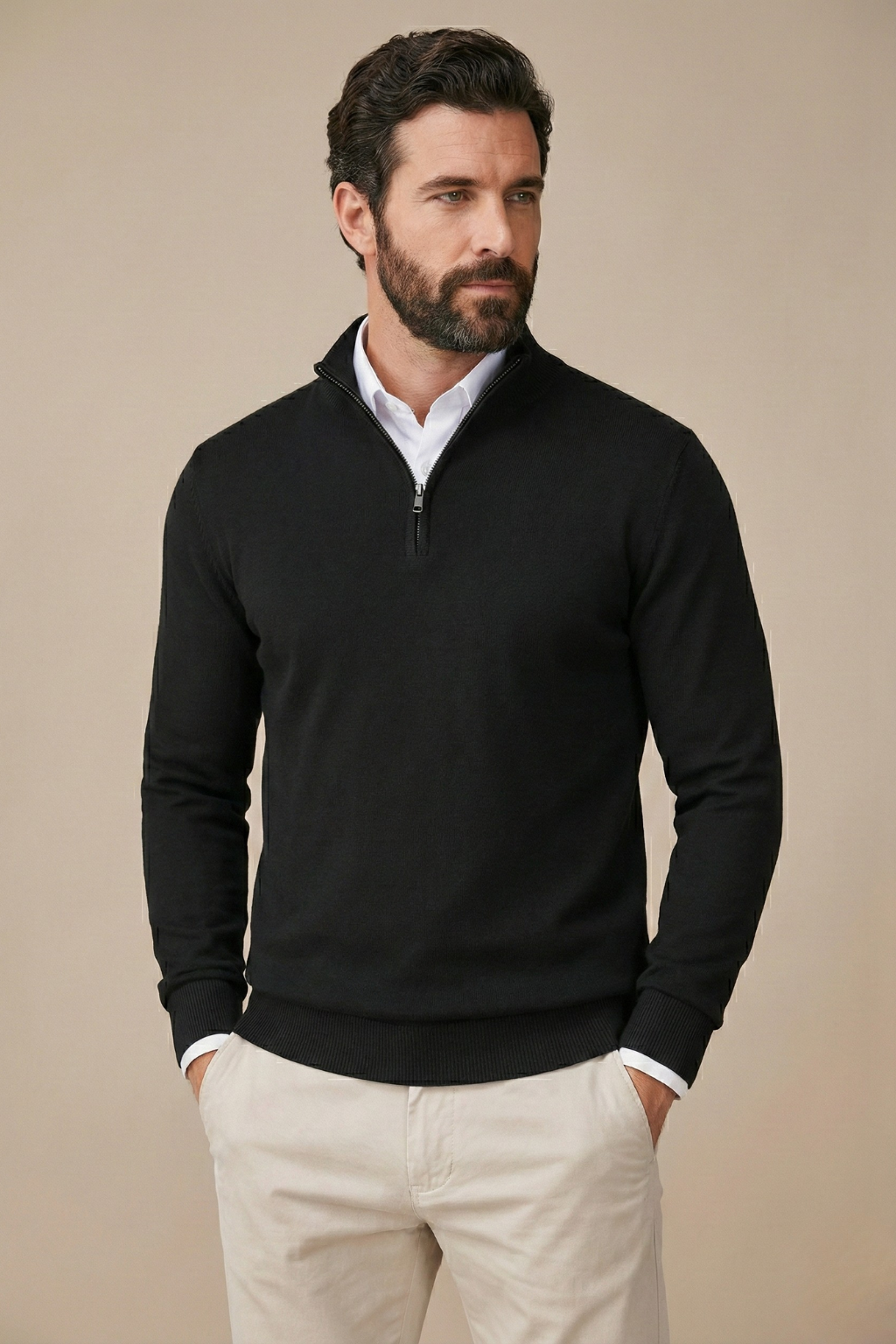 Vance | Men's Quarter Zip Sweater Black
