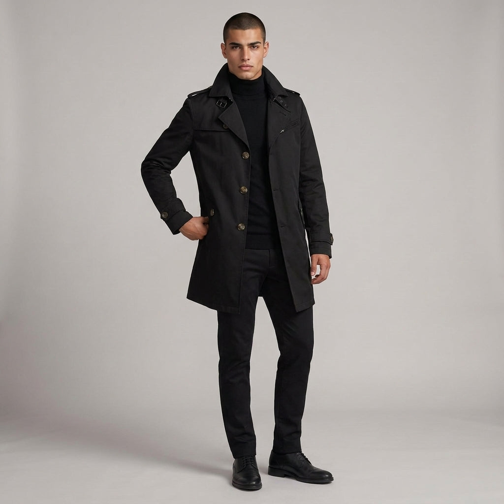 Dama Washington Voss single breasted trench coat Black - full outfit model view