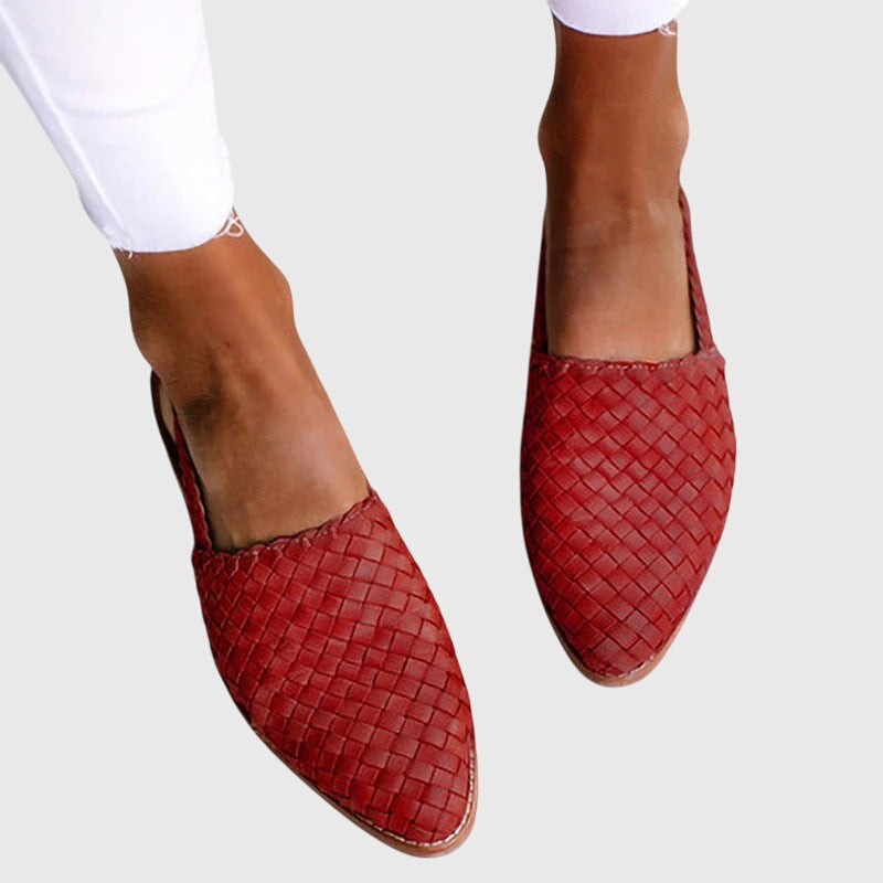 Camille | Women's Woven Loafer Tan Slip On Flat