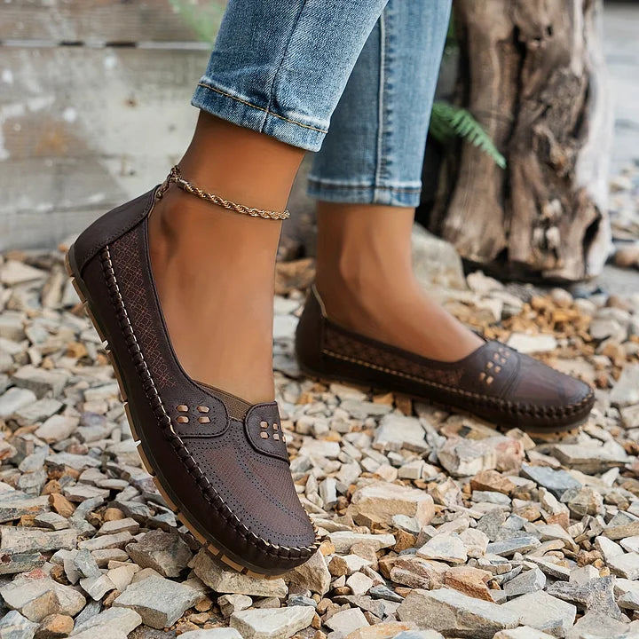 Aria | Women's Perforated Loafer Cream Slip On Comfort