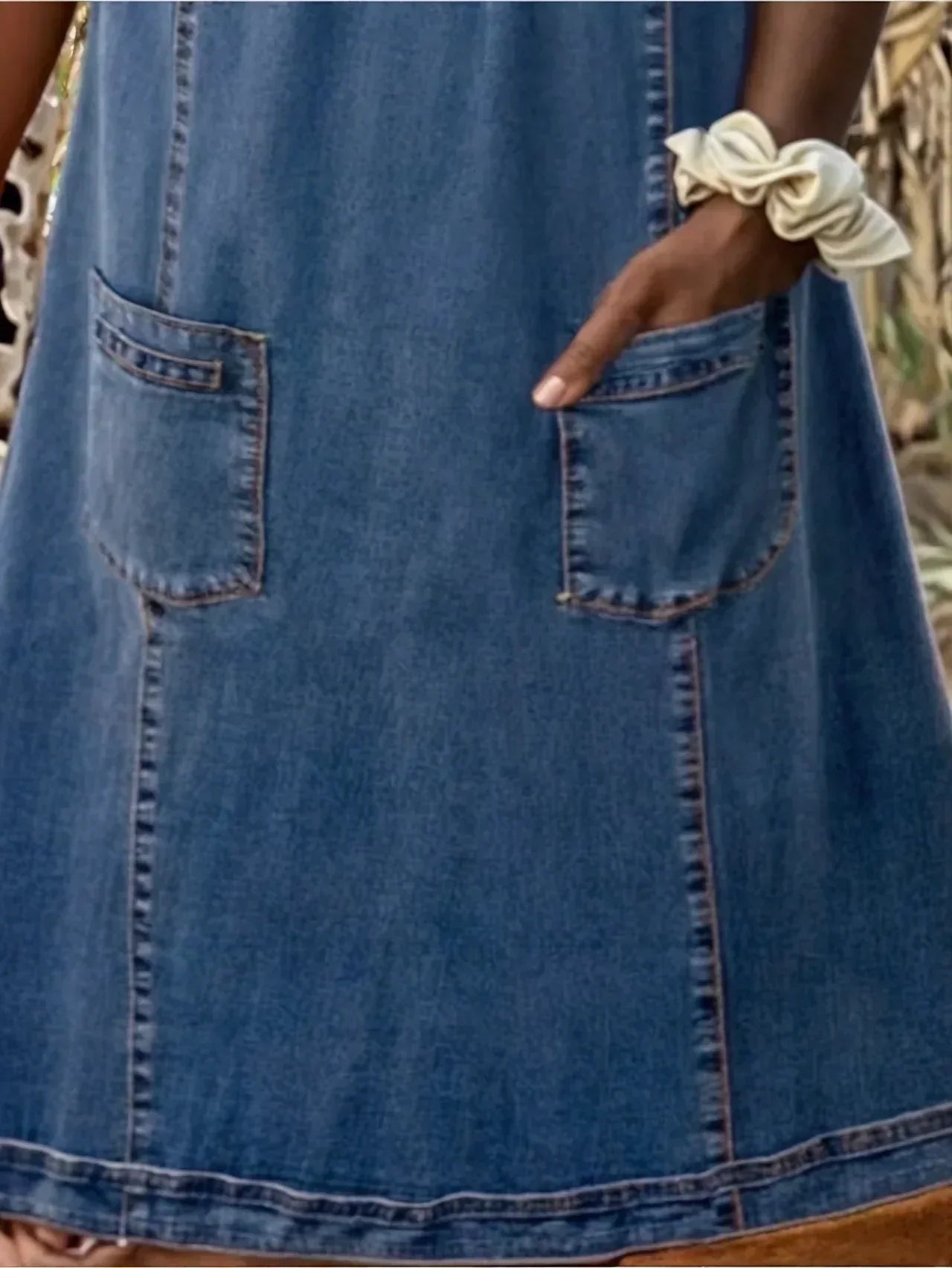 Maren | Women's Denim Shirt Dress Light Blue Short Sleeve Pockets