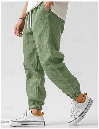 Milo | Men's Linen Joggers Taupe Elastic Waist
