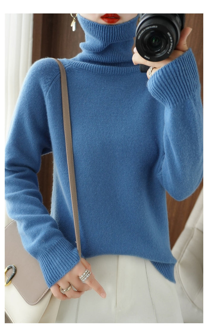 Lola | Women's Turtleneck Sweater Gray Wool Knit