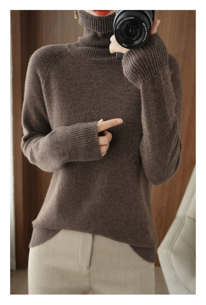 Lola | Women's Turtleneck Sweater Gray Wool Knit