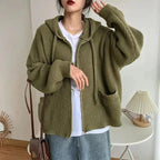 Dama Washington Alvina women's zip-up hooded cardigan - front view