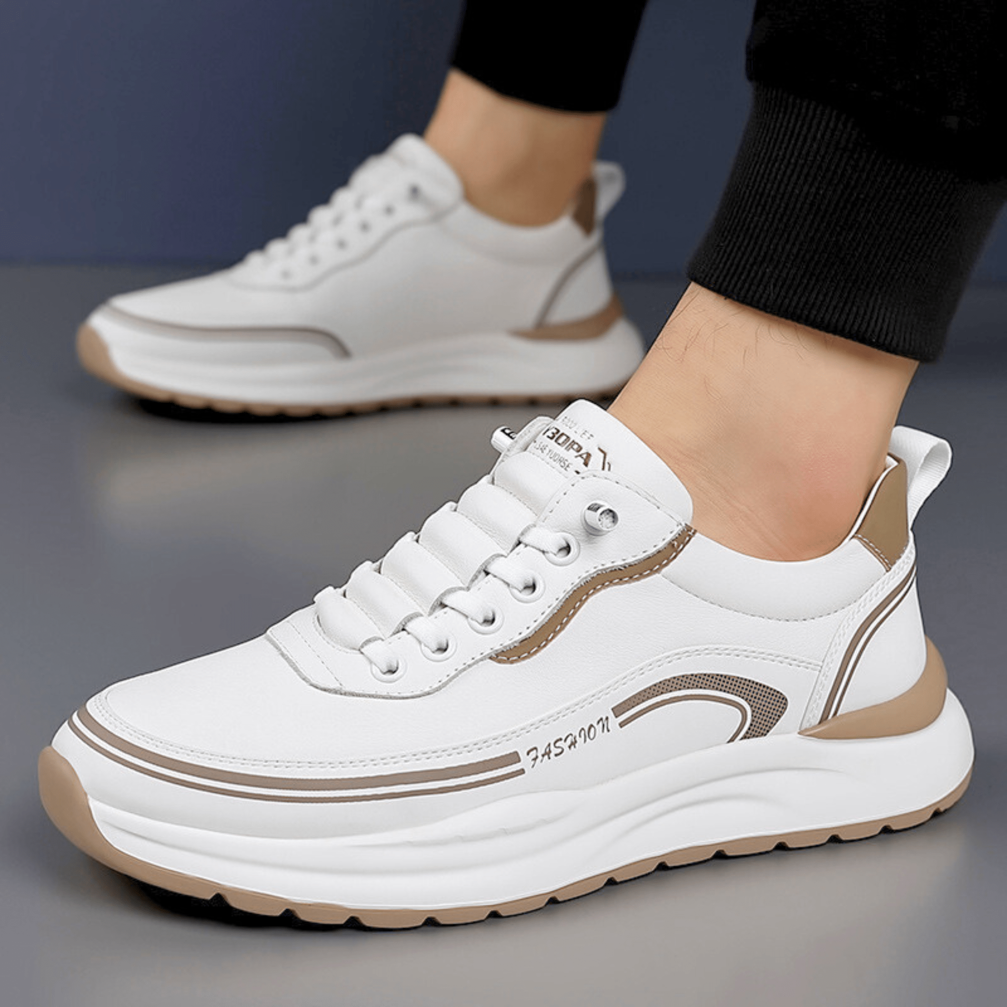 Arlo | Men's Lace Up Casual Sneaker Black Cream
