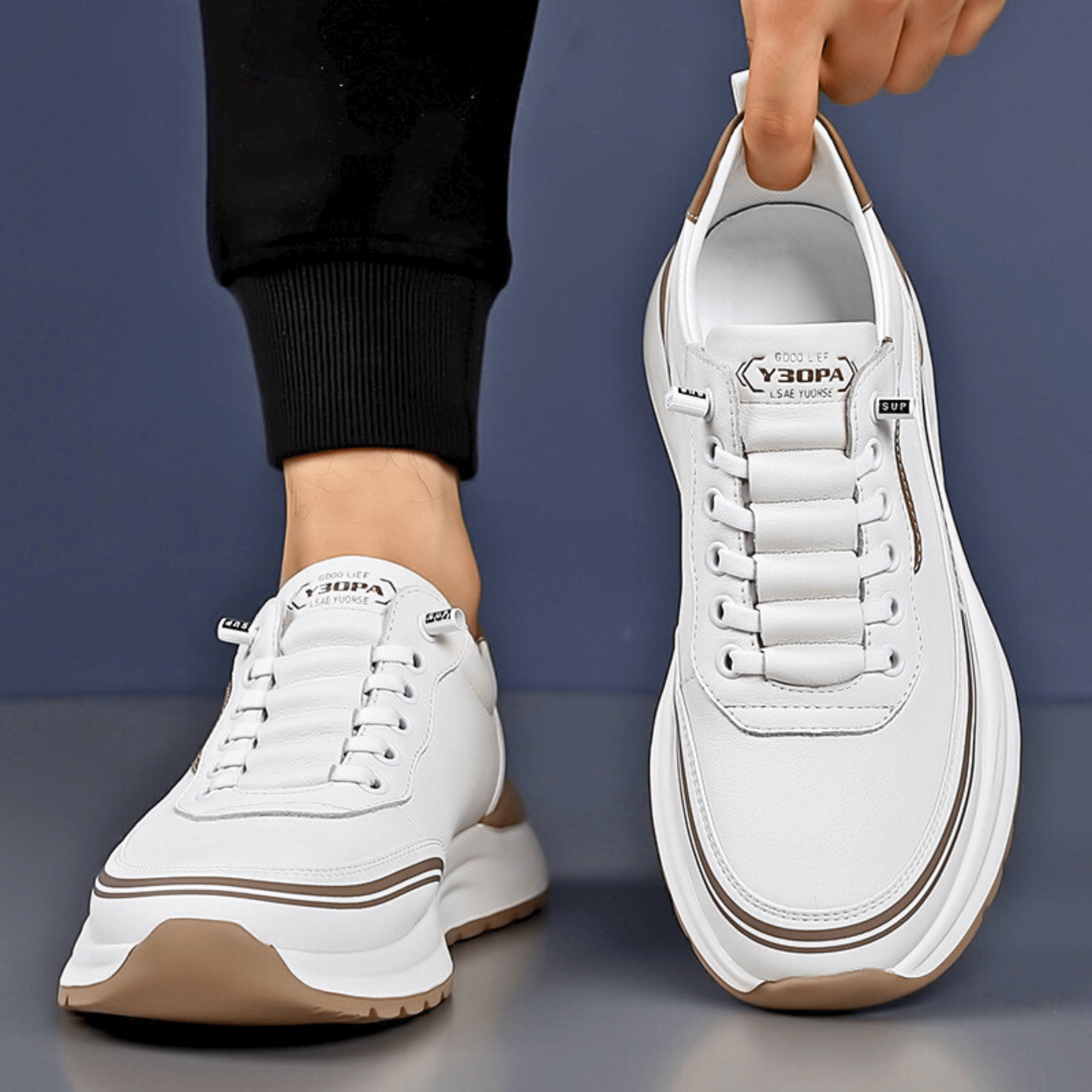 Arlo | Men's Lace Up Casual Sneaker Black Cream