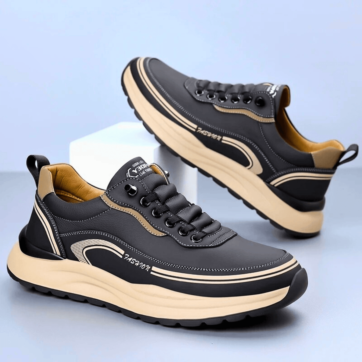 Dama Washington Arlo men's lace up casual sneaker black cream - view 4