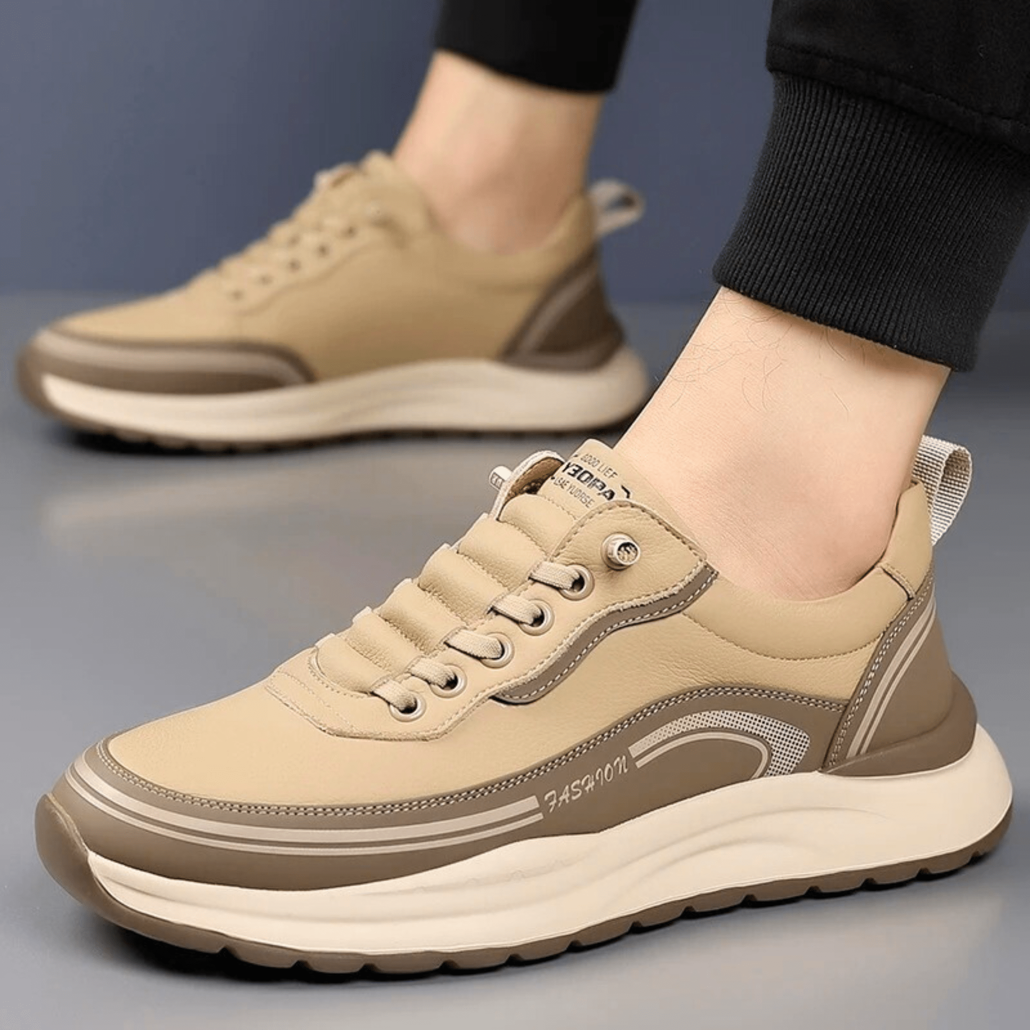 Arlo | Men's Lace Up Casual Sneaker Black Cream