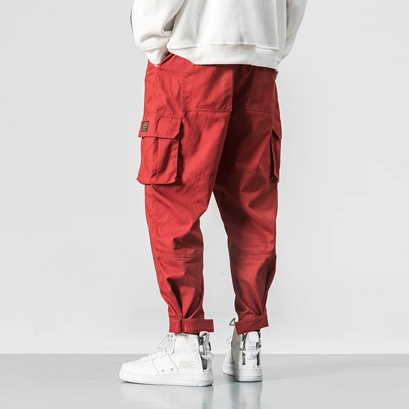 Lars | Men's Cargo Pants Red Relaxed Fit