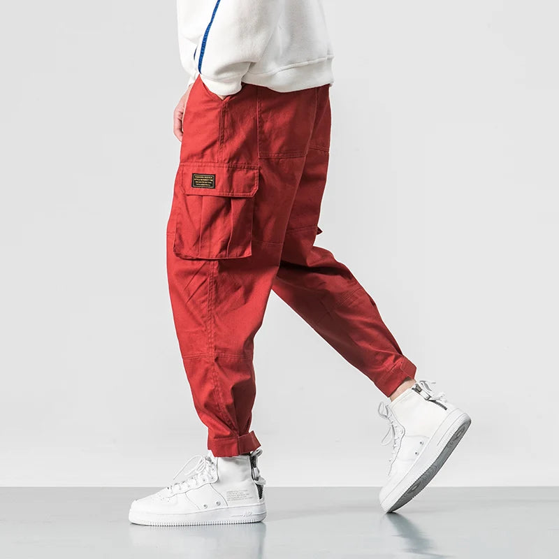 Lars | Men's Cargo Pants Red Relaxed Fit