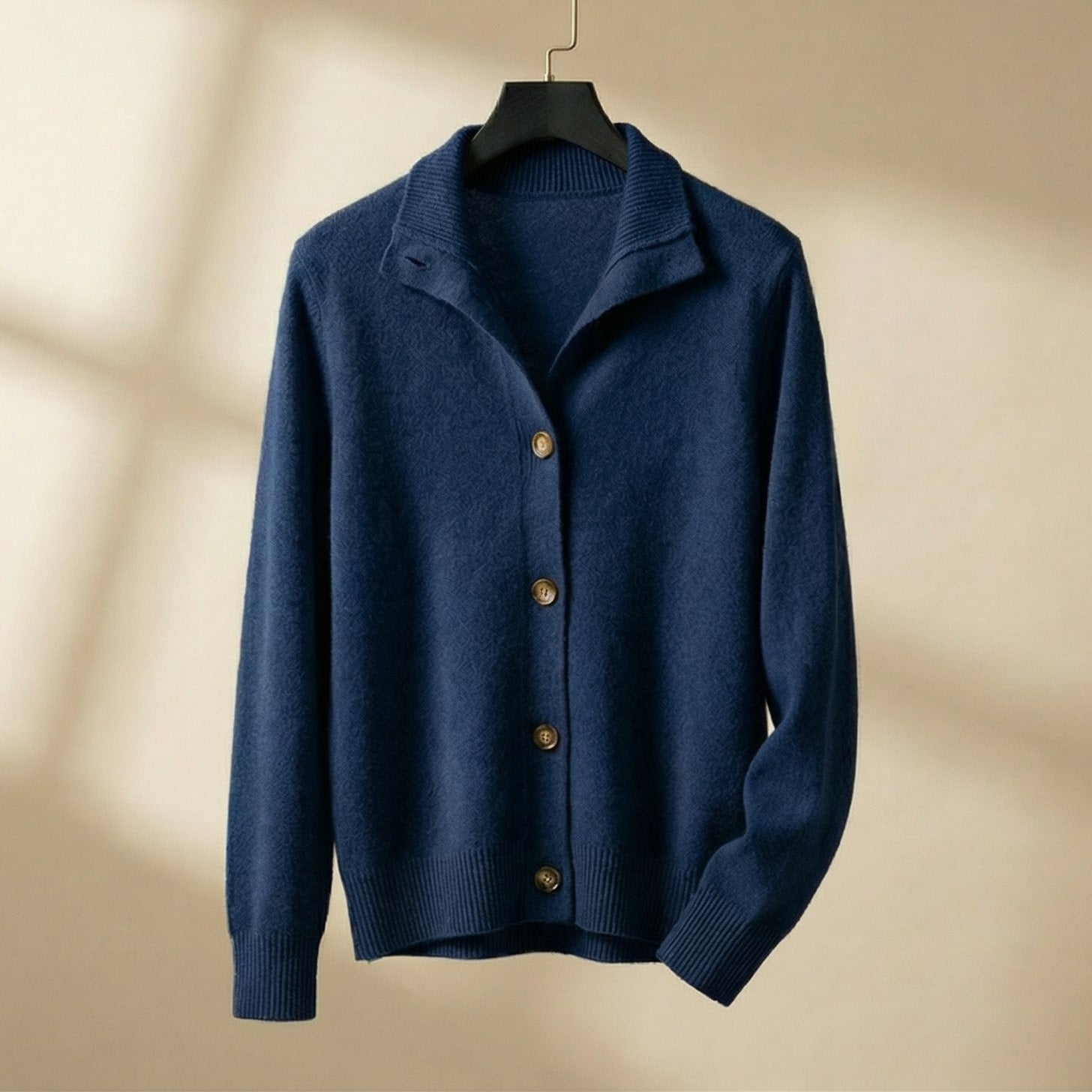 Nina | Women's Wool Cardigan Sweater Camel Button Front