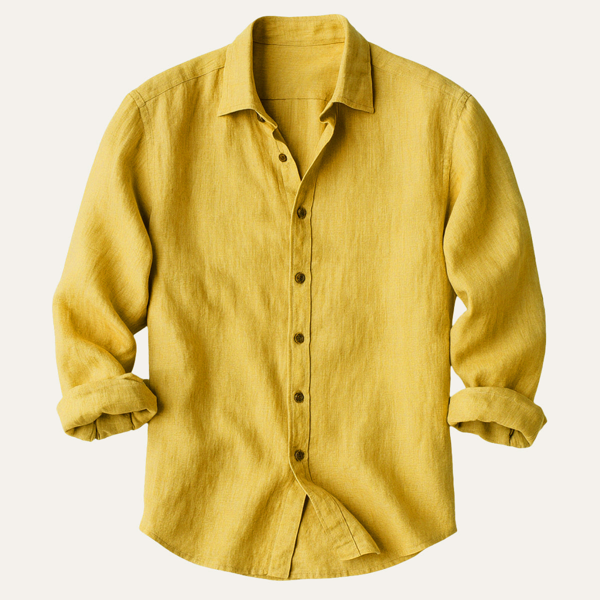 Sage | Men's Linen Shirt Cream Long Sleeve Button Up
