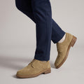 Dama Washington Ezra men's suede wingtip oxford beige dress shoe - on foot detail