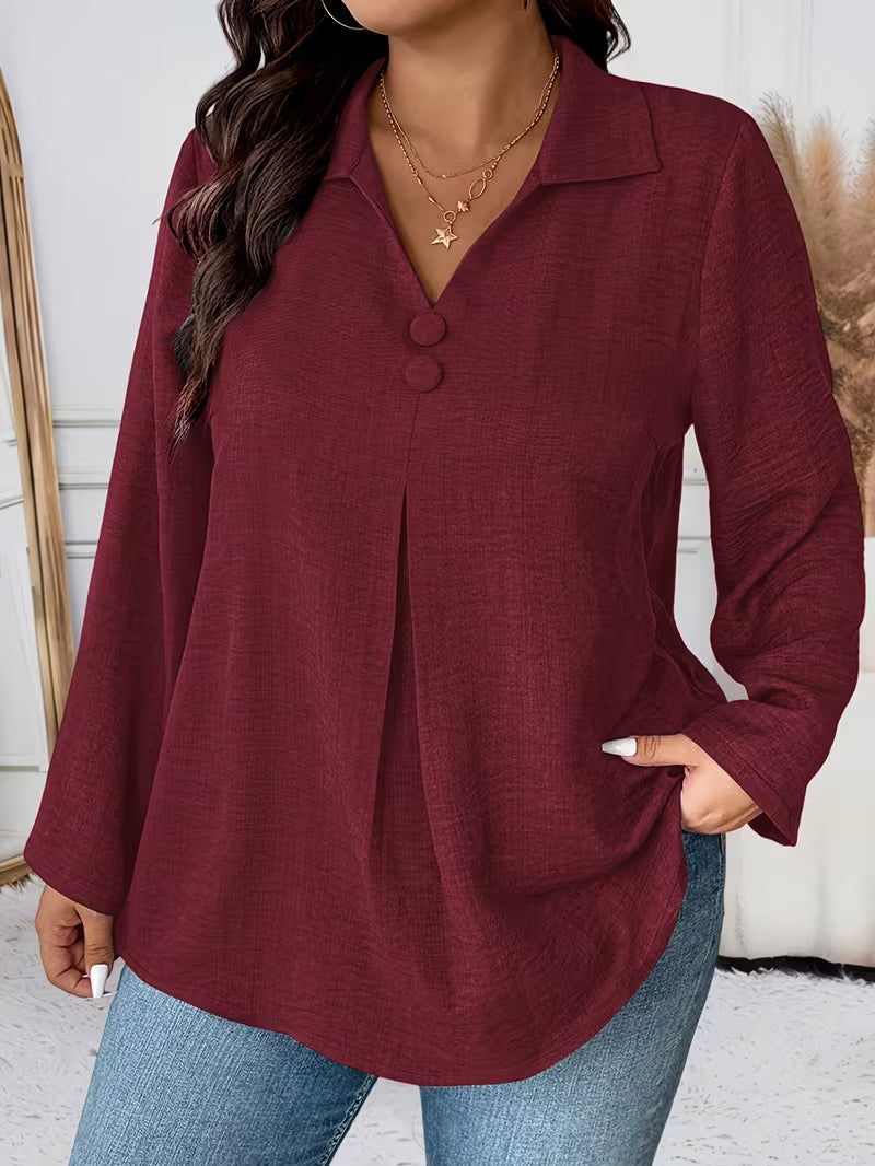 Maeve | Women's Button Up Blouse Gray Long Sleeve Collared